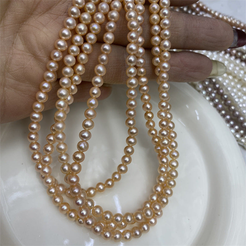 Natural Pearl 4-5MM Seedless Near Round Pearl Freshwater Pearl Loose Bead Necklace work in progress Small Pearl Bare Bead