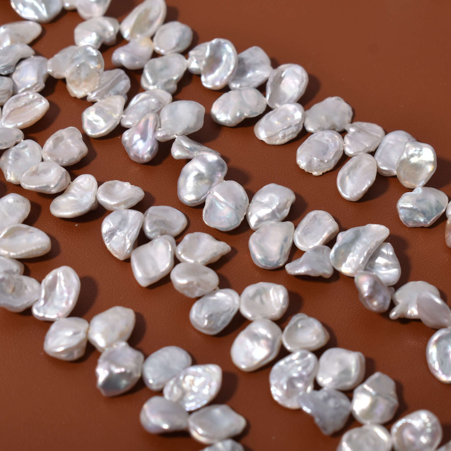 8-10Mm fine petal baroque special-shaped natural freshwater pearl irregular loose bead DIY cold light broken silver