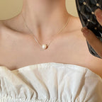 [Special Offer Products] Minimalist Freshwater Pearl Plain Chain Necklace Women's ins Niche Design Fashion Light Luxury Temperament Versatile Necklace