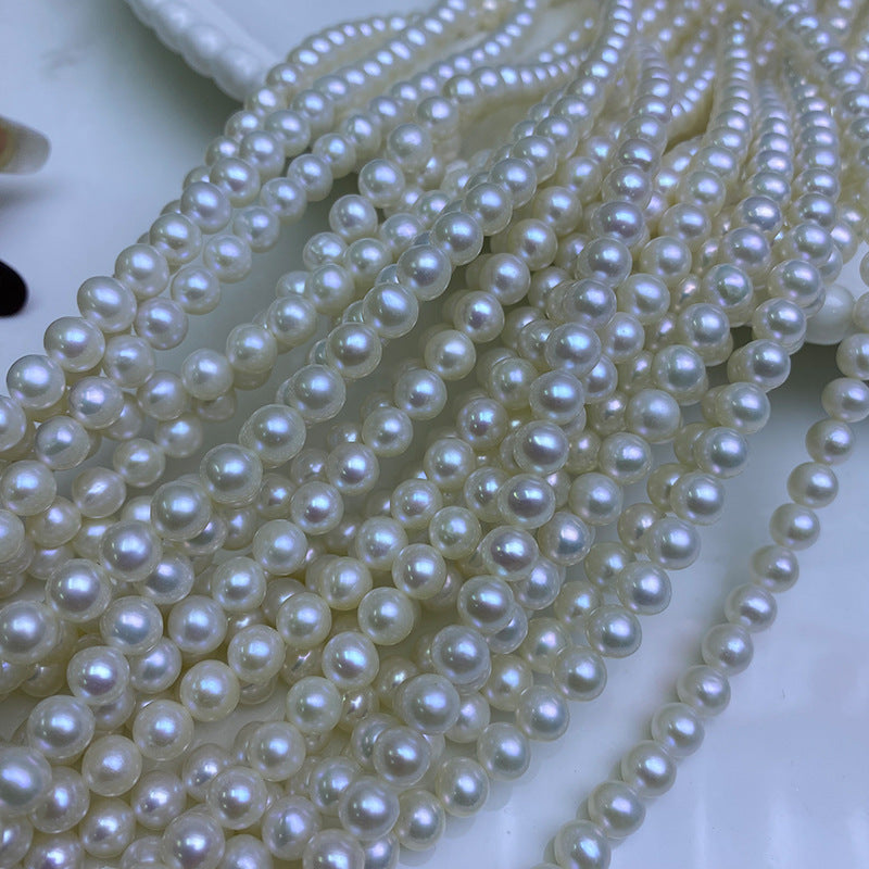 Natural freshwater pearls about 6-7mm near round beads handmade DIY necklace bracelet loose bead accessories