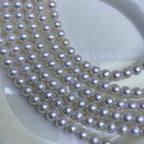 High-grade near-round natural freshwater pearls 7-8mm strong light comparable to Japan's Akoya seawater pearl necklace work in progress