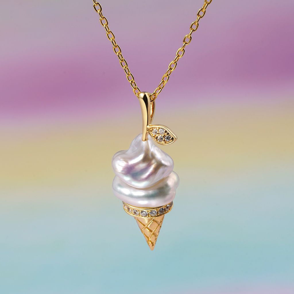 European and American fashion pearl chain ice cream necklace women's light luxury niche design sense collarbone chain jewelry