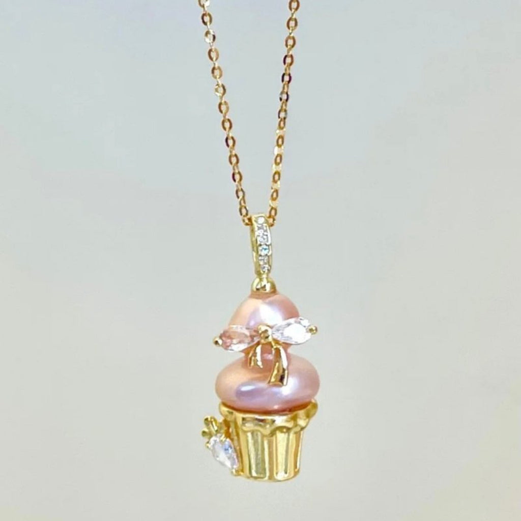 European and American new pearl ice cream necklace niche dly pendant necklace collarbone chain electroplated 18k gold