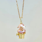 European and American new pearl ice cream necklace niche dly pendant necklace collarbone chain electroplated 18k gold