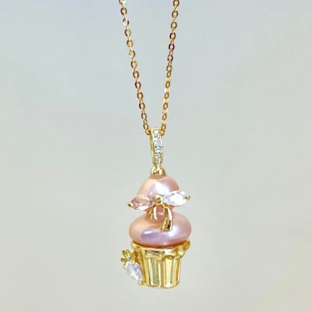 European and American new pearl ice cream necklace niche dly pendant necklace collarbone chain electroplated 18k gold
