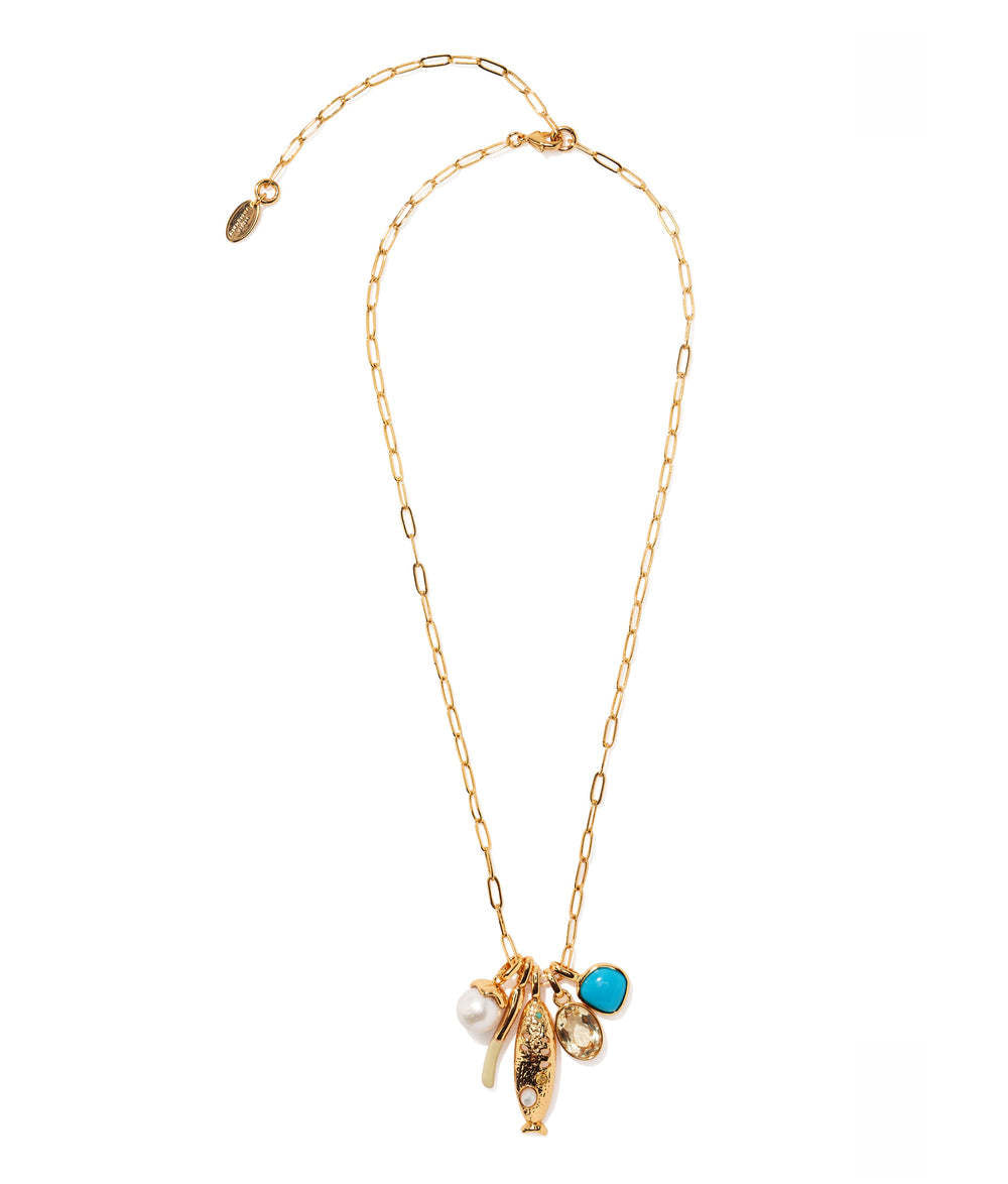 Summer Beach Series Small Fish Pearl Pendant Necklace Earrings Ocean Natural Pearl Baroque Collarbone Chain