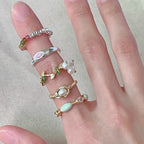 [Special Offer Products] Niche Design High-end Pearl Enamel Decorative Ring Women's Fashion Cute Beaded Versatile Elastic Rope Index Finger Ring