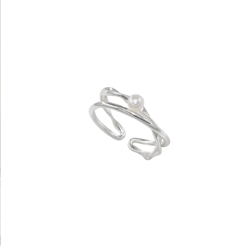 [Special Offer Products] Niche Design Pearl 925 Sterling Silver Fine Ring High Sense Hollow Light Luxury Personality Index Finger Ring Adjustable