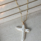 European and American new Sherlock cross pearl necklace niche pendant necklace collarbone chain electroplated gold