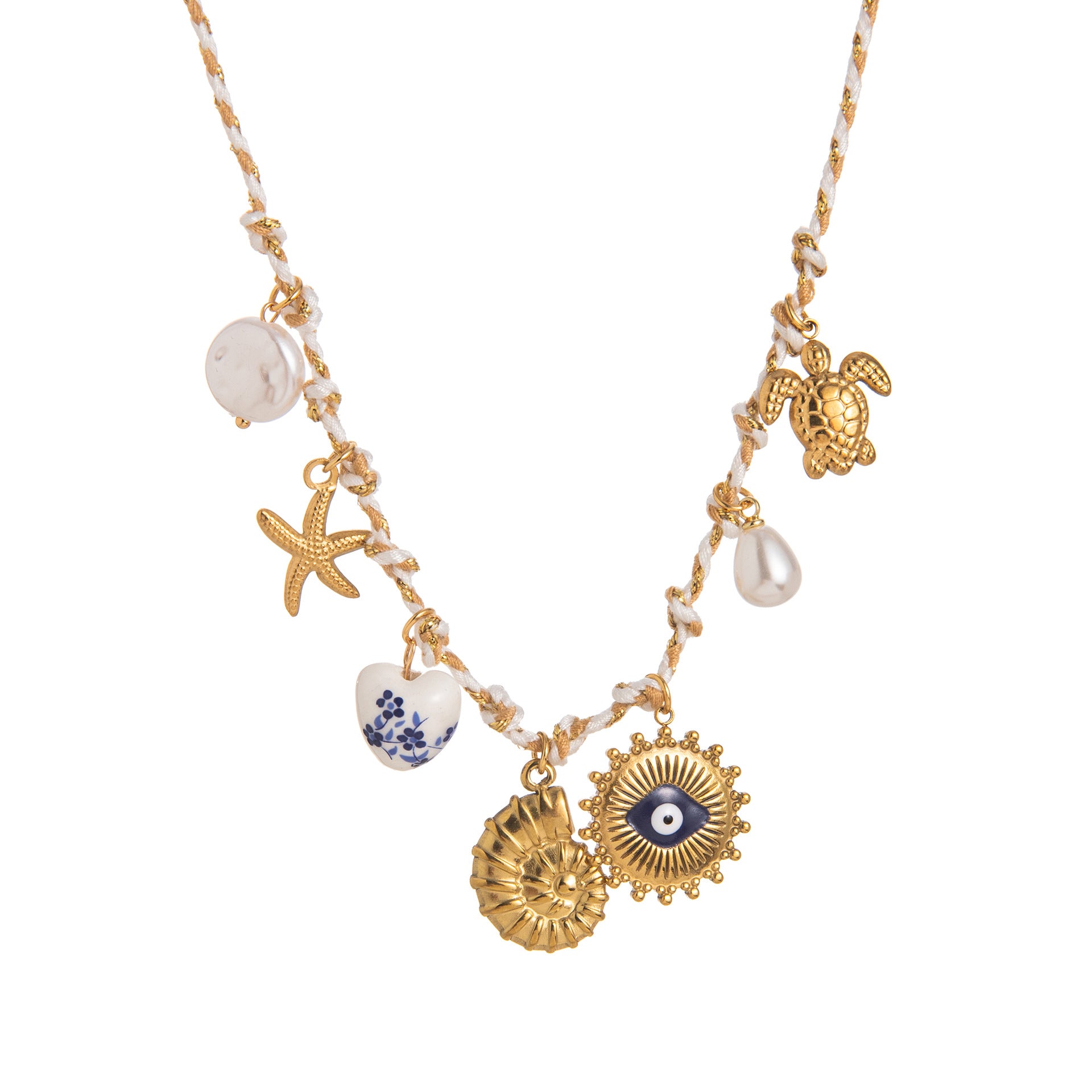 New summer shell starfish butterfly turtle pepper elephant pearl necklace DIY multi-pendant colored rope