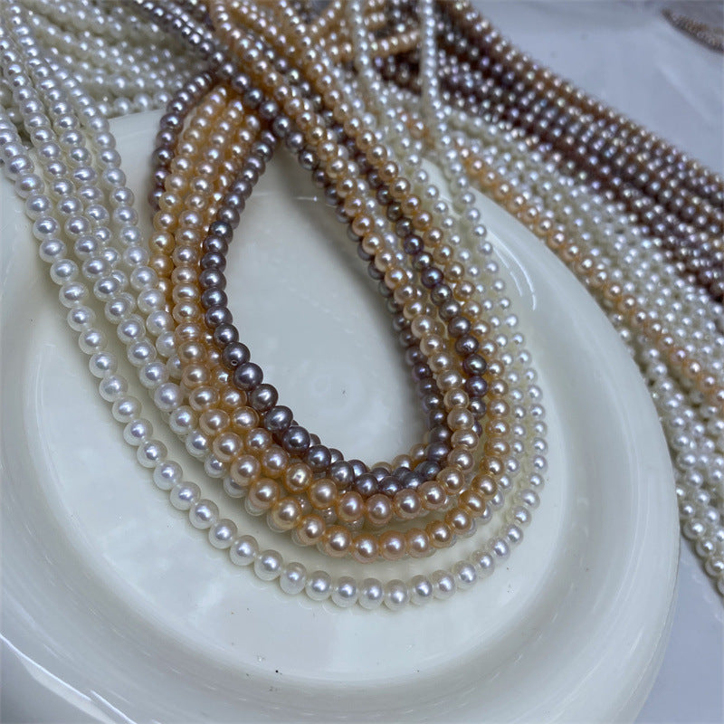 Natural Pearl 4-5MM Seedless Near Round Pearl Freshwater Pearl Loose Bead Necklace work in progress Small Pearl Bare Bead