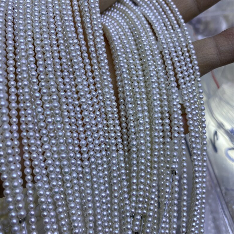 3-3.5 MM white bright near perfect round pearl natural freshwater pearl necklace loose beads handmade beads DIY accessories