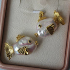 Sea World Clownfish Necklace Natural Pearl Big Head Fish Pendant Jewelry Goldfish Kiss Fish Collarbone Chain