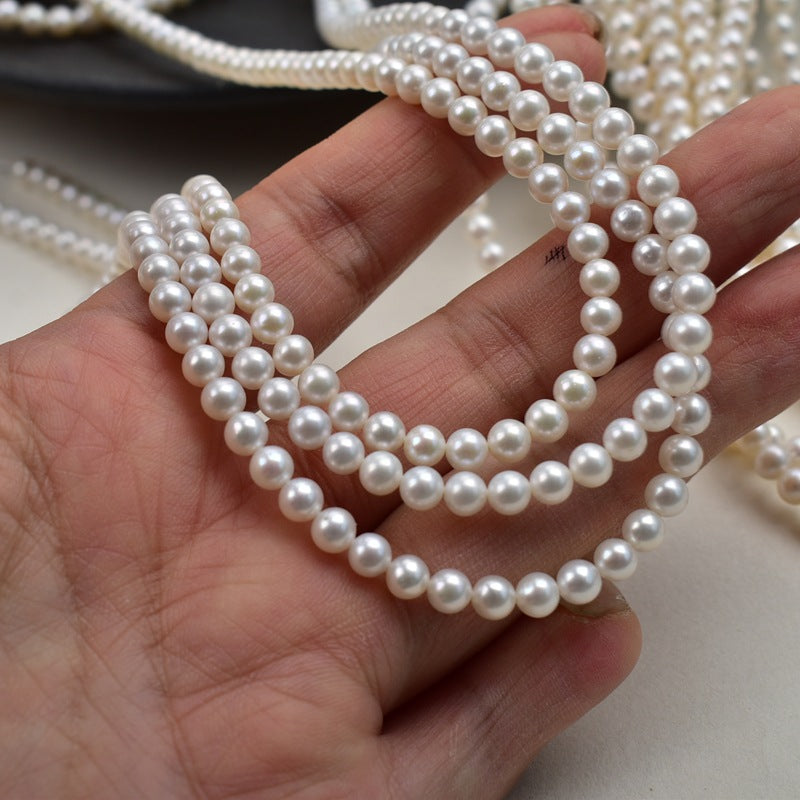 4-5Mm natural freshwater nearly round pearl necklace work in progress handmade DIY loose beads beaded jewelry accessories small pearls