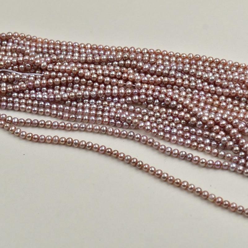 Zhuji Pearl Natural Freshwater Pearl 4-5mm Near Round Bead Purple Pearl Necklace Bracelet work in progress Wholesale