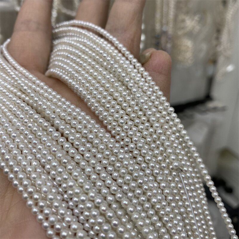 Mini Approx. 2.5-3 mm Near Round Pearl Natural Freshwater Pearl Necklace work in progress Small Pearl Loose Bead DIY Accessories