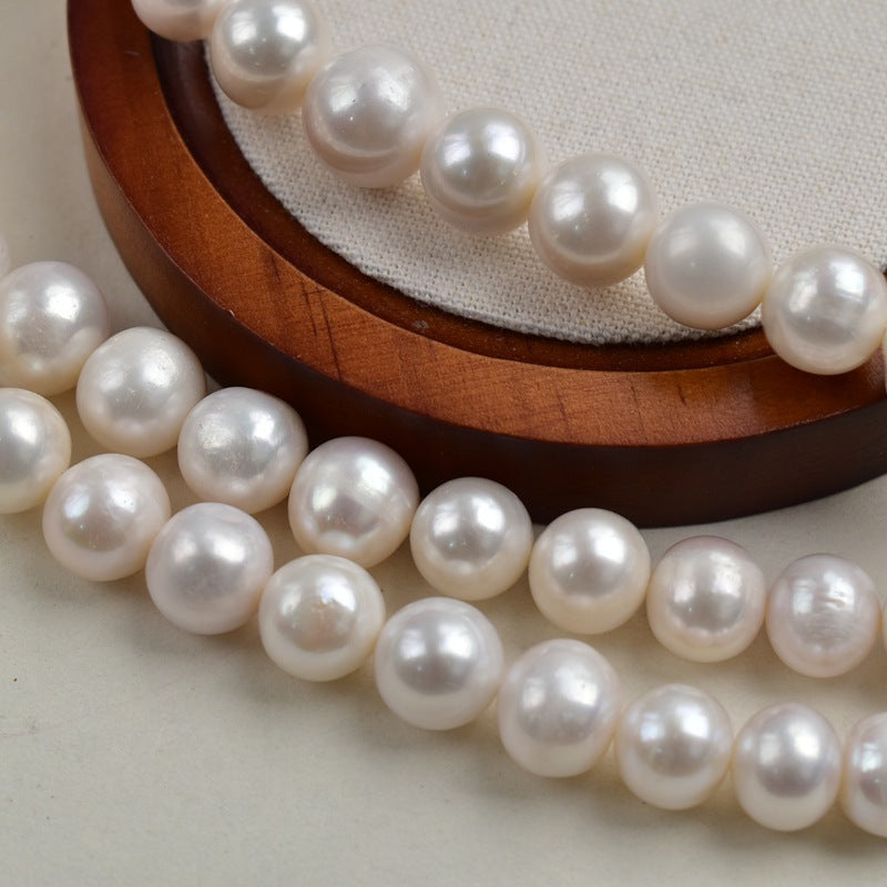 Big White Beads 9-11-13 mm Natural Freshwater Near Round Pearl Necklace work in progress Pearl Jewelry Accessories DIY Loose Beads