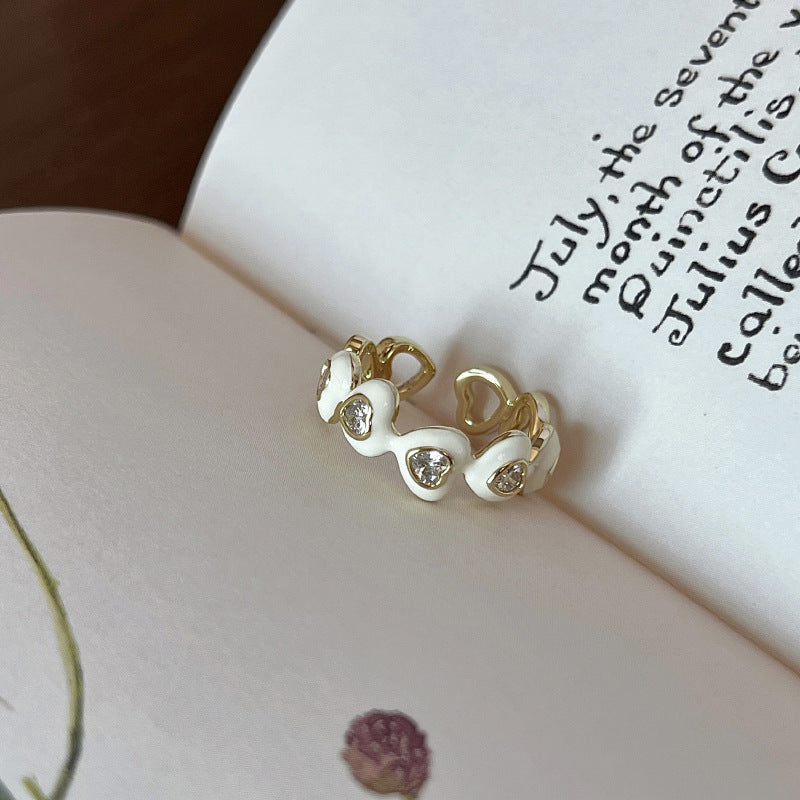 [Special Offer Products] Niche Design High-end Pearl Enamel Decorative Ring Women's Fashion Cute Beaded Versatile Elastic Rope Index Finger Ring