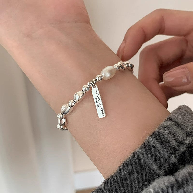 [Special Offer Products] Natural Irregular Pearl S925 Sterling Silver Bracelet Women's Beaded Crushed Silver Cold Wind Niche Temperament Versatile Jewelry