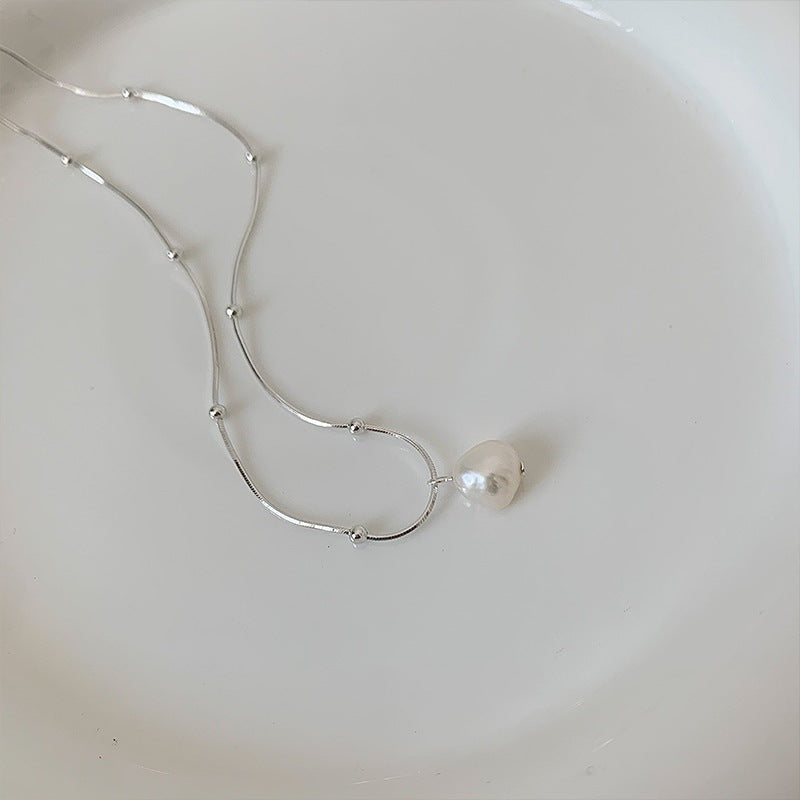 [Special Offer Products] Simple Wind Freshwater Pearl Necklace Women's 925 Sterling Silver Summer Versatile Temperament Personalized Fashion Clavicle Chain