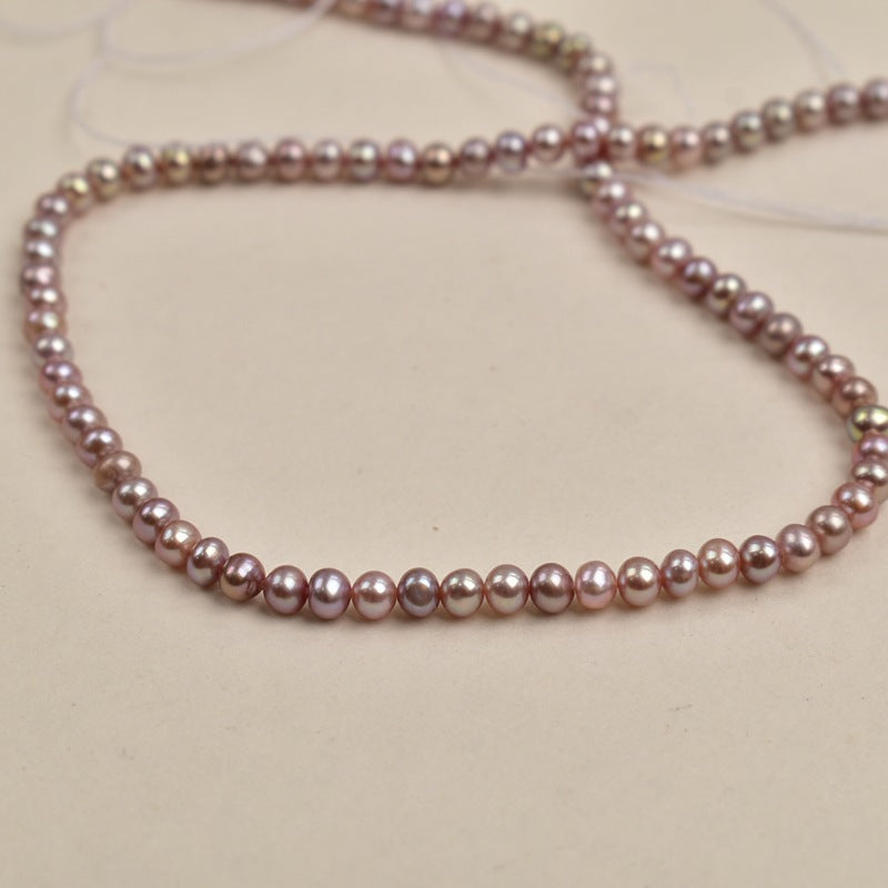 Zhuji Pearl Natural Freshwater Pearl 4-5mm Near Round Bead Purple Pearl Necklace Bracelet work in progress Wholesale