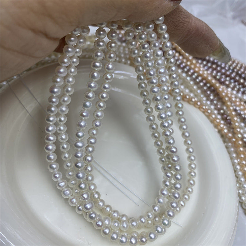 Natural Pearl 4-5MM Seedless Near Round Pearl Freshwater Pearl Loose Bead Necklace work in progress Small Pearl Bare Bead