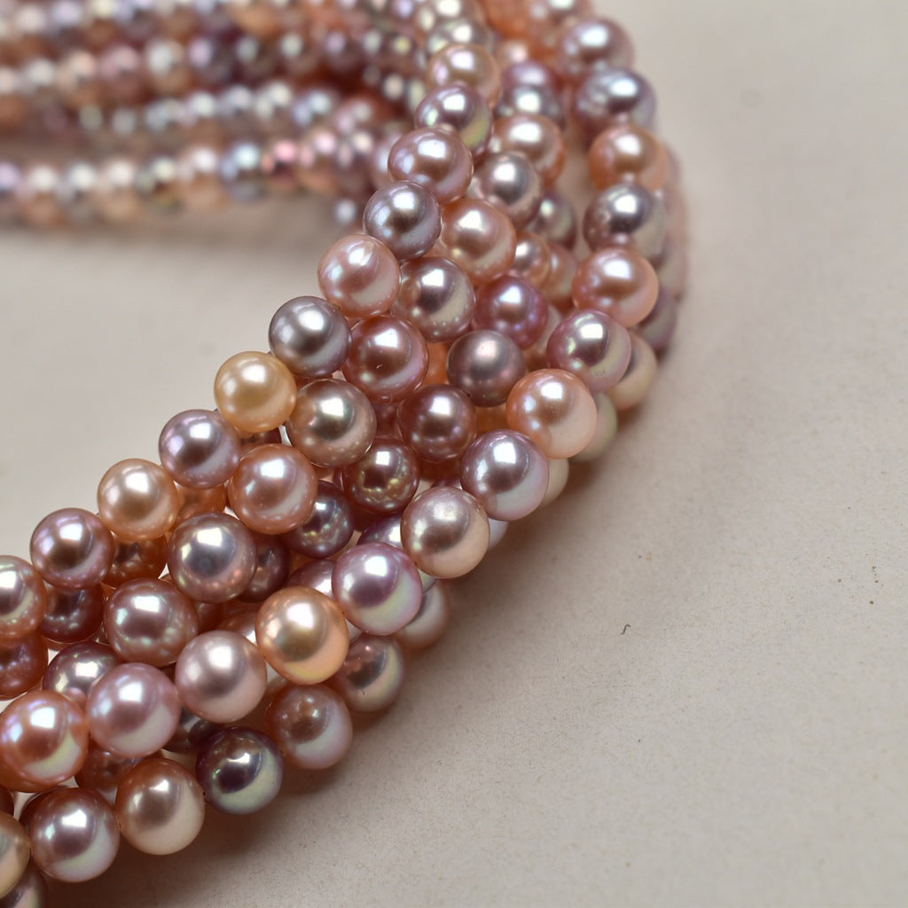 Mixed color round beads Natural fresh water about 5-6mm Candy color near round pearls work in progress DIY jewelry accessories loose beads