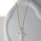European and American new Sherlock cross pearl necklace niche pendant necklace collarbone chain electroplated gold