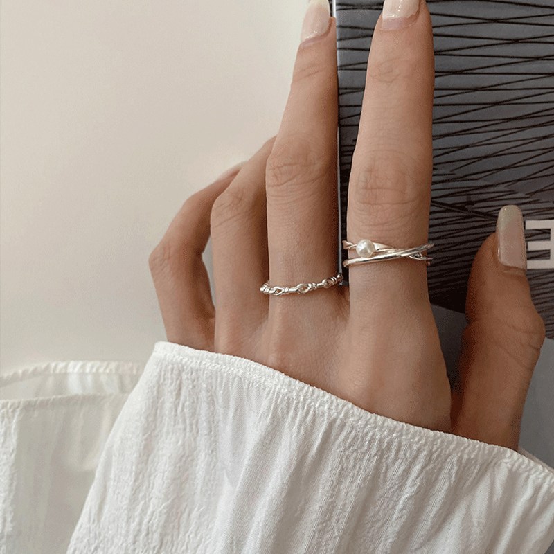 [Special Offer Products] Niche Design Pearl 925 Sterling Silver Fine Ring High Sense Hollow Light Luxury Personality Index Finger Ring Adjustable