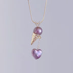 European and American summer new pearl ice cream necklace fashionable niche design sense collarbone chain vacuum plated 18K gold