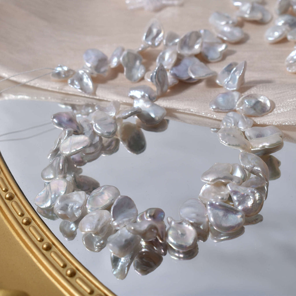8-10Mm fine petal baroque special-shaped natural freshwater pearl irregular loose bead DIY cold light broken silver