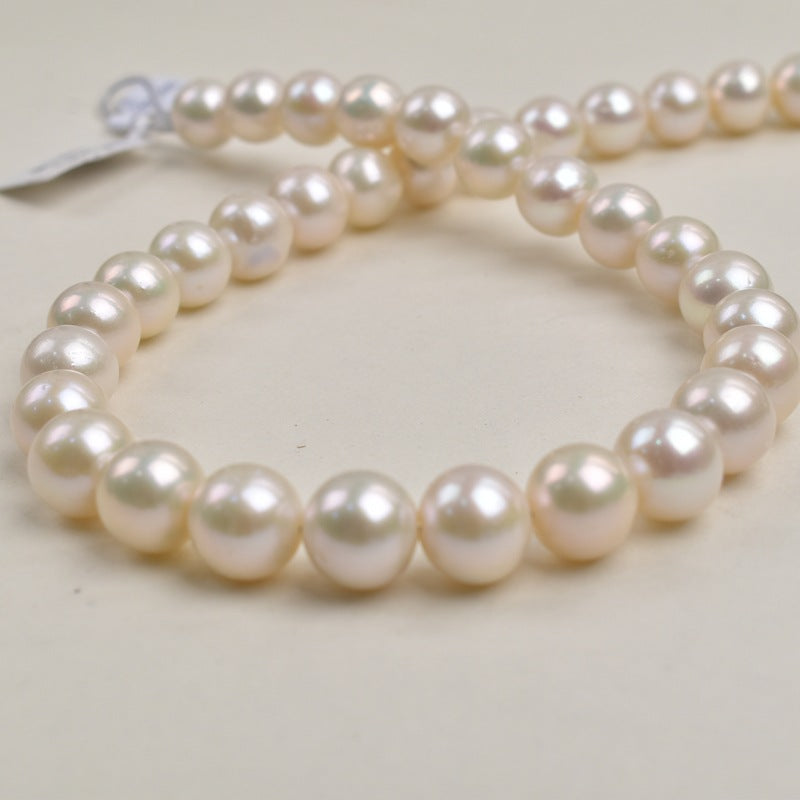 Freshwater Edison pearl necklace 11-13mm near-round strong light and flaws, high-end pearl necklace extra large work in progress