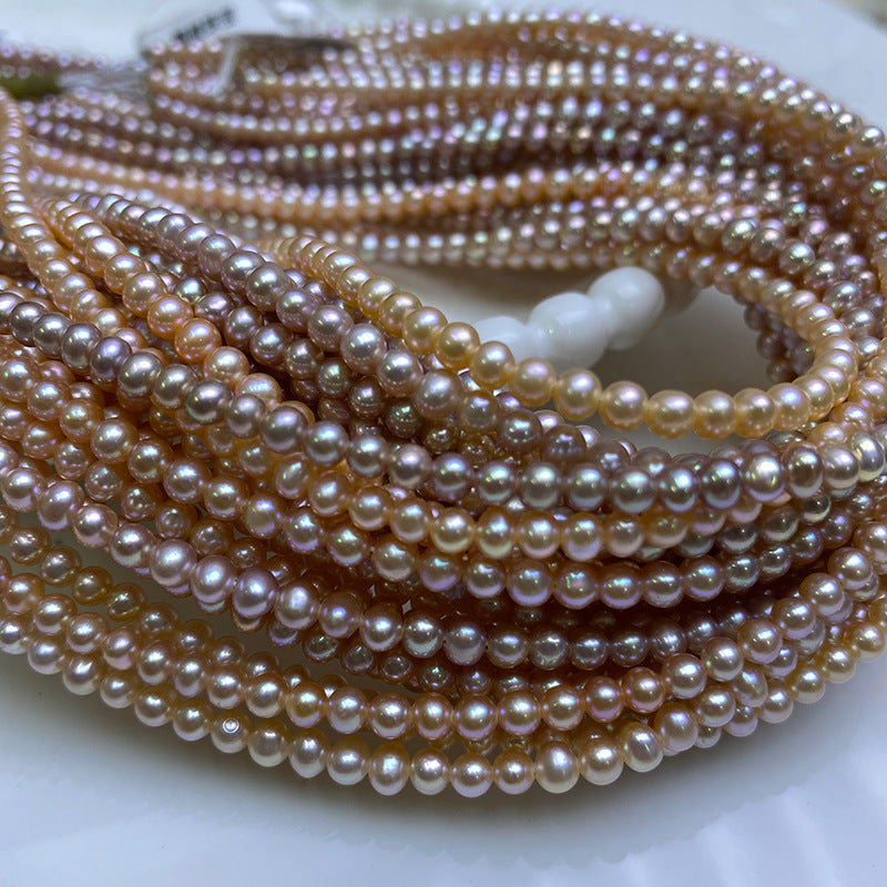 About 2-3mm nearly round bare beads natural freshwater pearls handmade DIY necklace bracelet work in progress loose bead accessories
