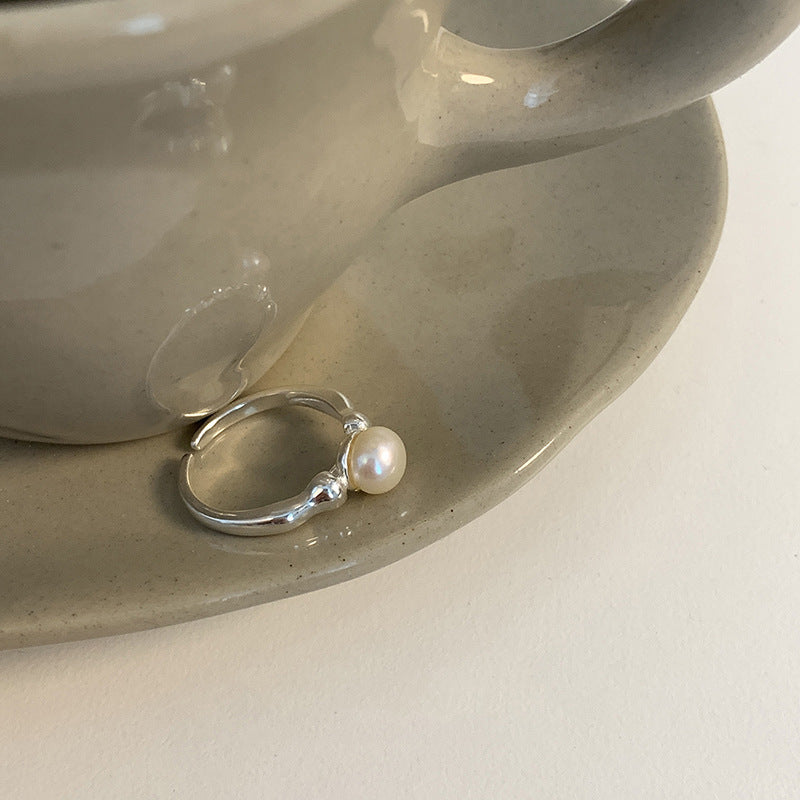 [Special Offer Products] Niche Design Pearl Ring Women's New ins Stylish, Simple and Versatile Cold Wind Index Finger Ring Adjustable