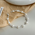 [Special Offer Products] Natural Irregular Pearl S925 Sterling Silver Bracelet Women's Beaded Crushed Silver Cold Wind Niche Temperament Versatile Jewelry