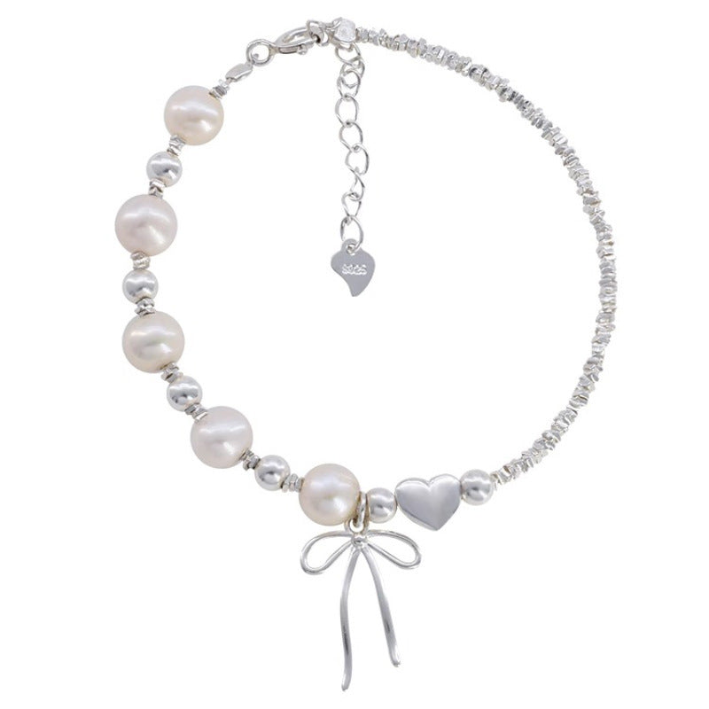 [Special Offer Products] Simple tassel bow pearl broken silver bracelet women's light luxury niche exquisite versatile high-end hand jewelry