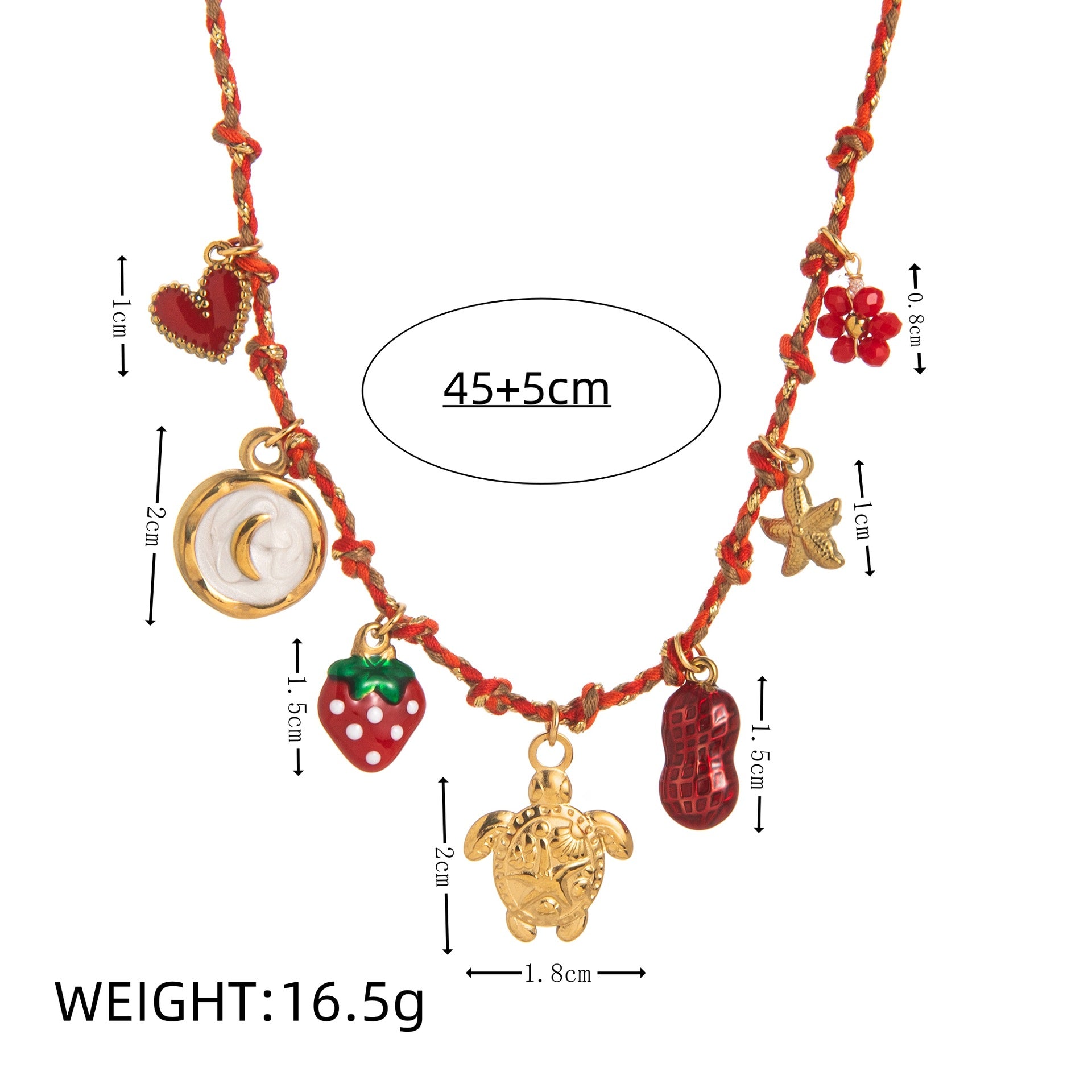 New summer shell starfish butterfly turtle pepper elephant pearl necklace DIY multi-pendant colored rope