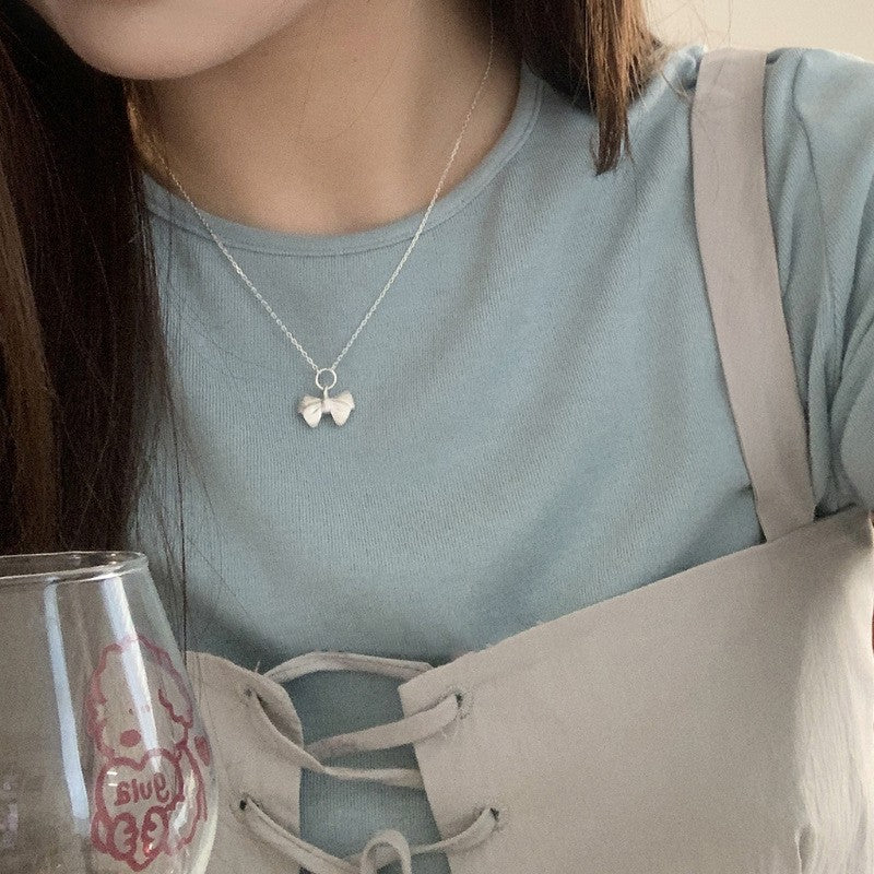 [Special Offer Products] Niche Simple Pearl Bow Series 925 Sterling Silver Gentle Necklace Female Sweet Small Fresh Temperament Clavicle Chain