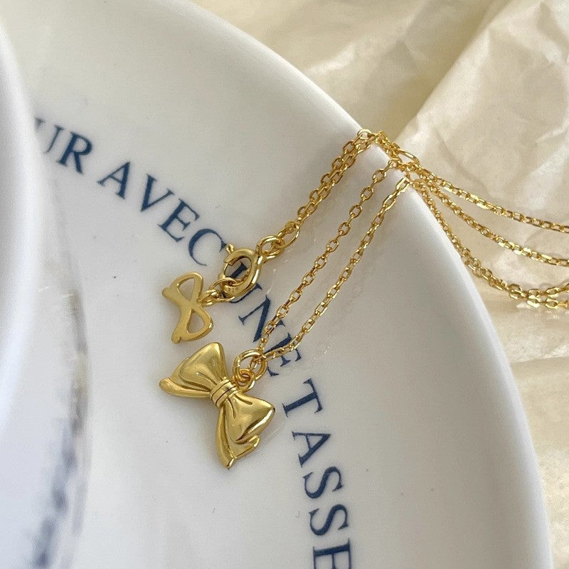 [Special Offer Products] Niche Simple Pearl Bow Series 925 Sterling Silver Gentle Necklace Female Sweet Small Fresh Temperament Clavicle Chain