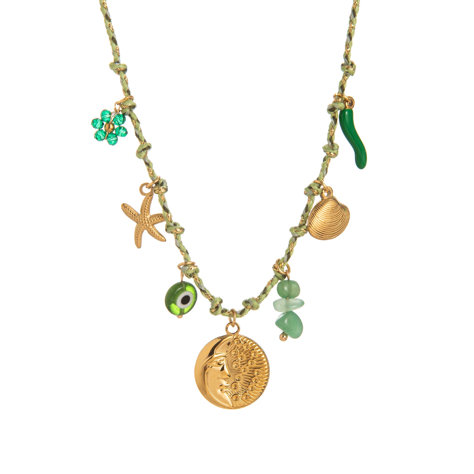 New summer shell starfish butterfly turtle pepper elephant pearl necklace DIY multi-pendant colored rope