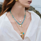 Summer Beach Series Small Fish Pearl Pendant Necklace Earrings Ocean Natural Pearl Baroque Collarbone Chain