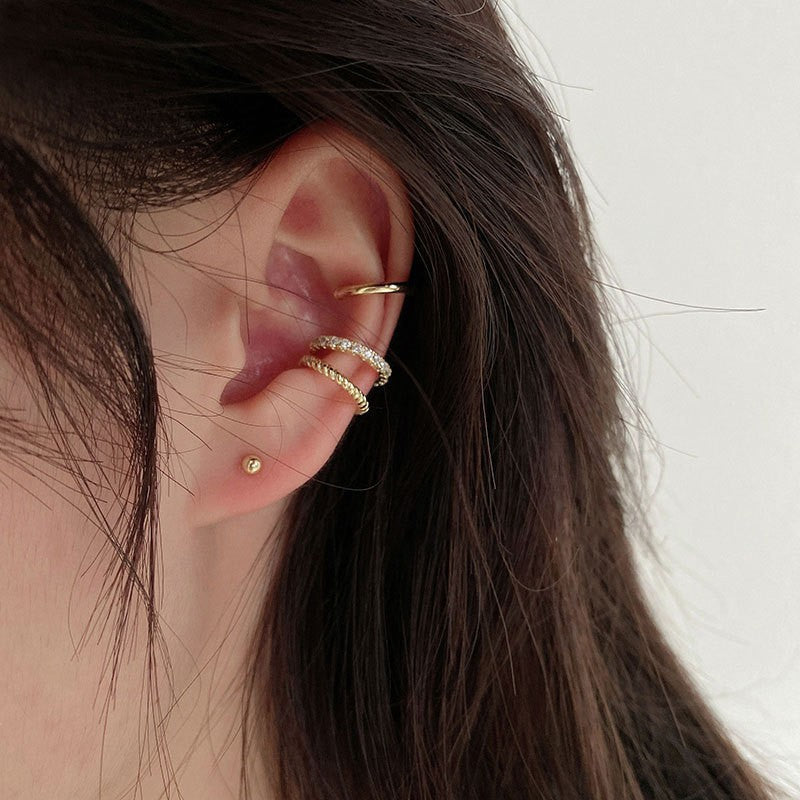 [Special Offer Products] Light Luxury Pearl Double Layer Earrings Combination Silver Needle Premium Sense Diamond-set Earclips Niche Stud Earrings Temperament Women's Simple Earrings