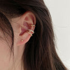 [Special Offer Products] Light Luxury Pearl Double Layer Earrings Combination Silver Needle Premium Sense Diamond-set Earclips Niche Stud Earrings Temperament Women's Simple Earrings
