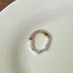 [Special Offer Products] Niche Design High-end Pearl Enamel Decorative Ring Women's Fashion Cute Beaded Versatile Elastic Rope Index Finger Ring