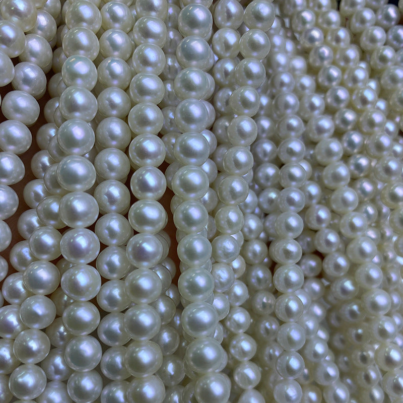 Natural freshwater pearls about 6-7mm near round beads handmade DIY necklace bracelet loose bead accessories