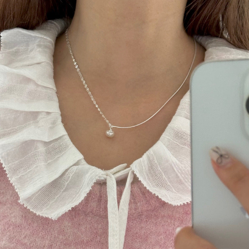 [Special Offer Products] AB Chain Pearl Necklace Women's Light Luxury Asymmetrical Design Sense Simple ins Style Fashion Versatile Clavicle Chain