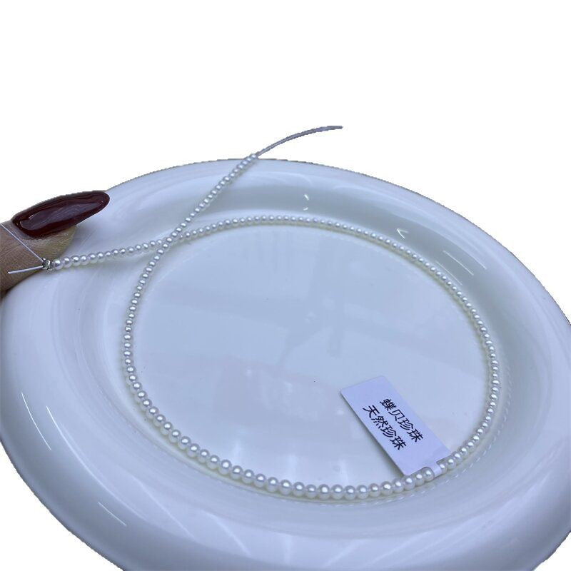 3-3.5 MM white bright near perfect round pearl natural freshwater pearl necklace loose beads handmade beads DIY accessories