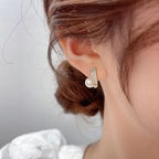 [Special Offer Products] Light Luxury Pearl Double Layer Earrings Combination Silver Needle Premium Sense Diamond-set Earclips Niche Stud Earrings Temperament Women's Simple Earrings