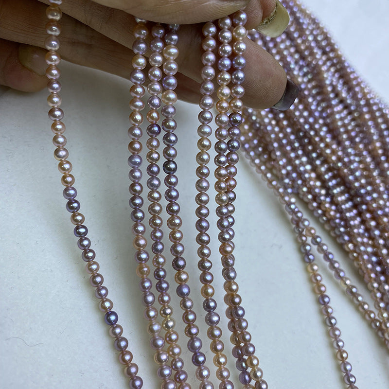 3-4Mm nuclear-free natural freshwater real pearl mixed color small pearl jewelry accessories candy color necklace material