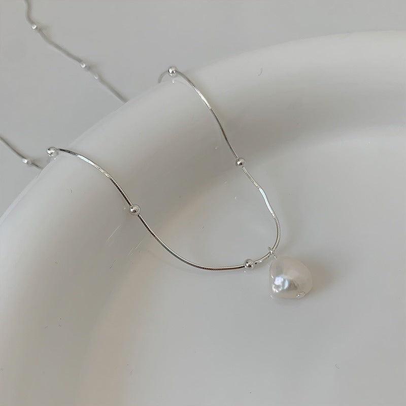 [Special Offer Products] Simple Wind Freshwater Pearl Necklace Women's 925 Sterling Silver Summer Versatile Temperament Personalized Fashion Clavicle Chain